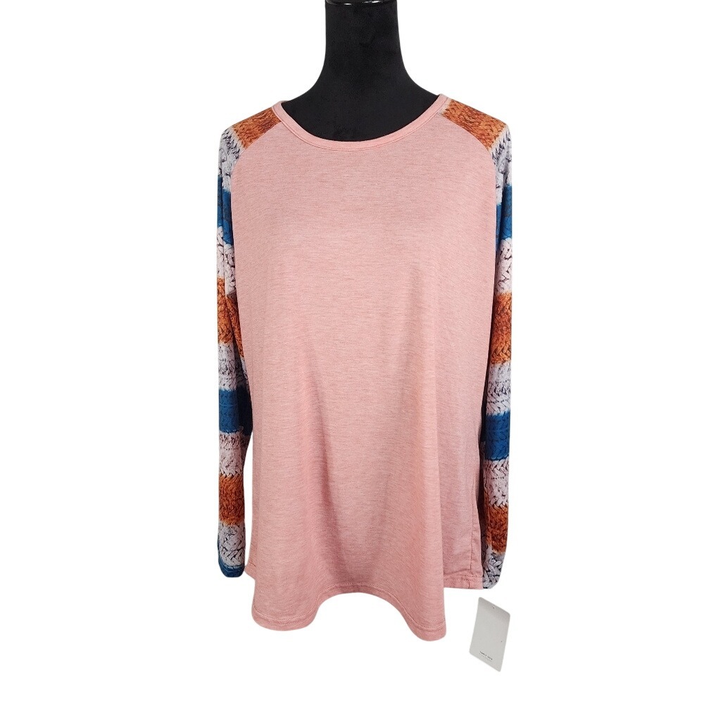 New w/tag LOVE U DEAR Size 1XL Braided Pattern Sleeve Long Sleeve Athleisure Top